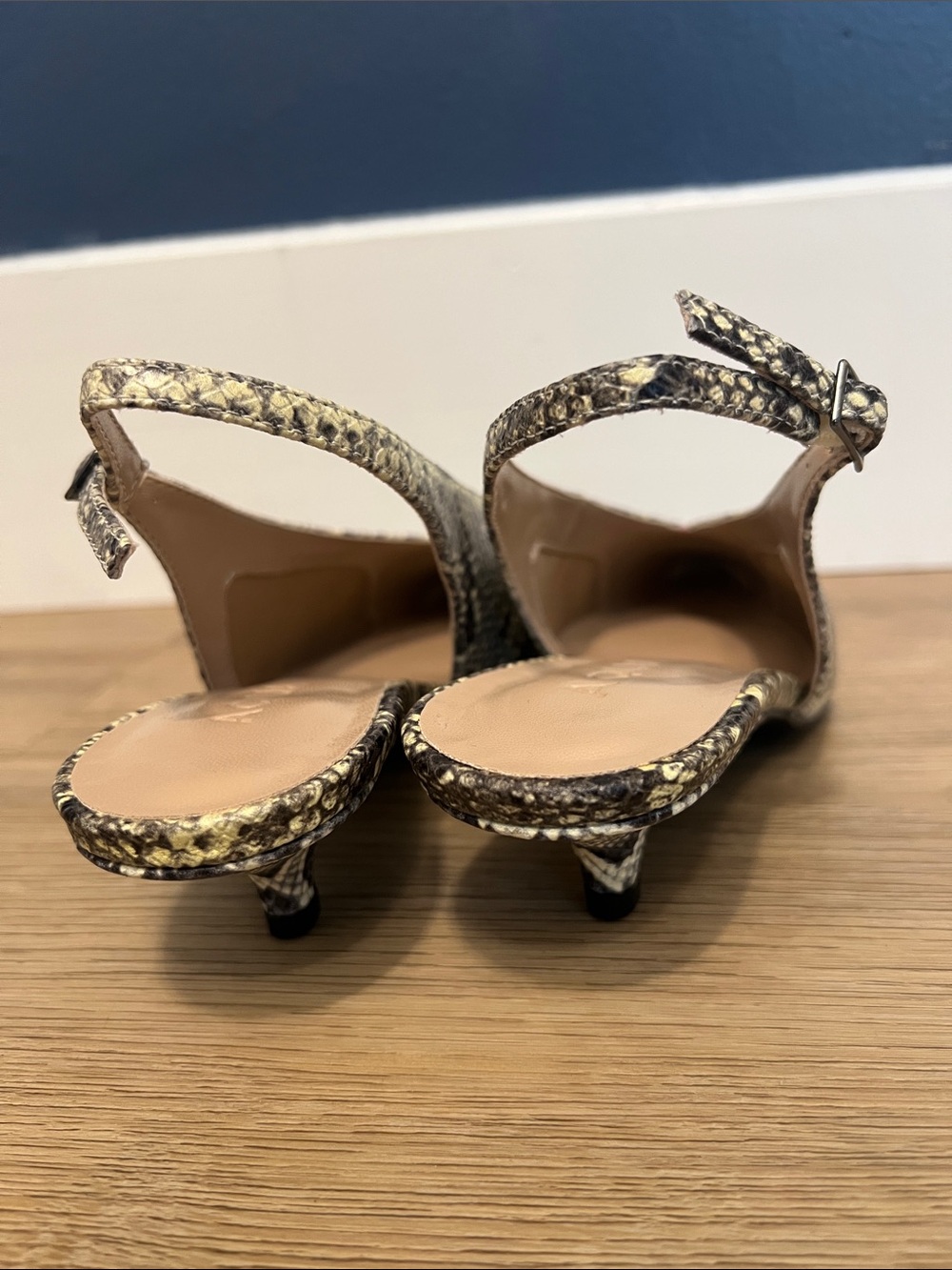 AQUA Women’s Pointed Toe Snake Print Slingback Heels - Picture 5 of 7